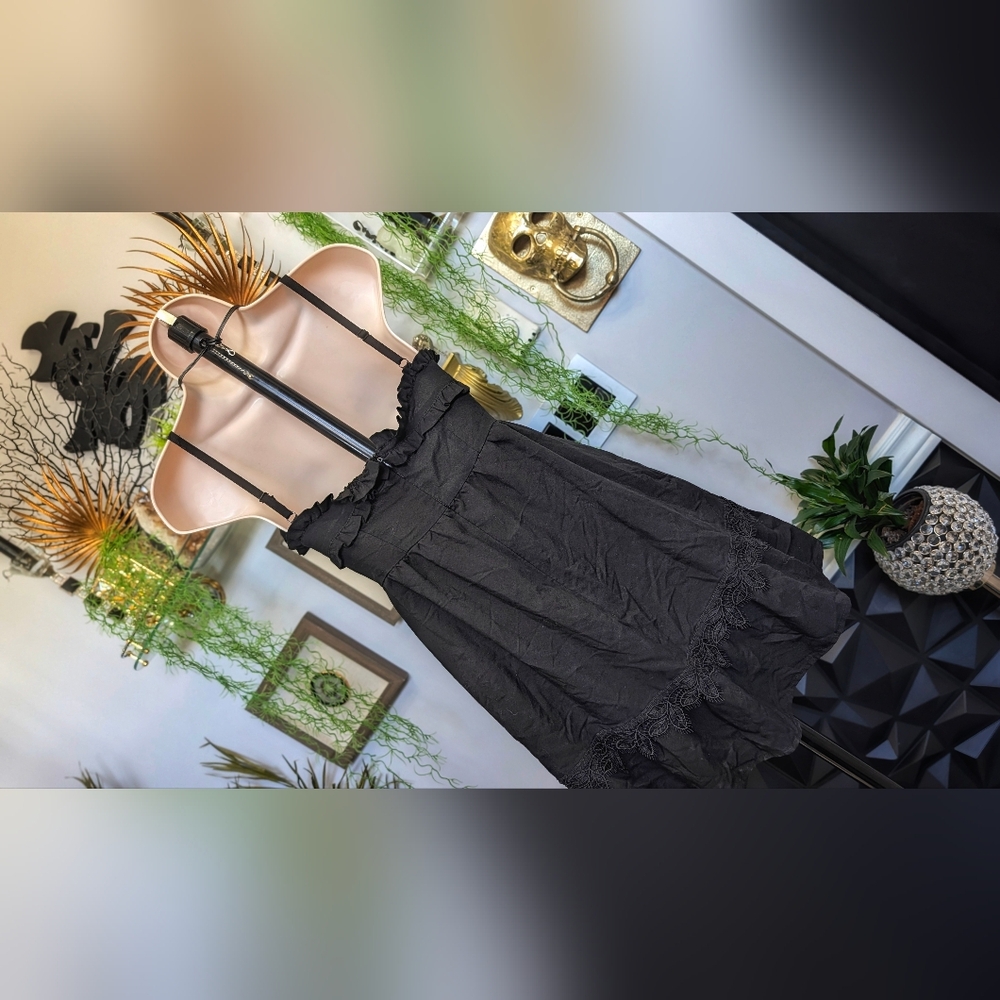 Disturbia Black Ruffle Boho Mini Dress XS-SM *FLAW* - Picture 2 of 8